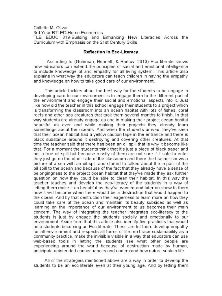 Eco Literacy Pdf Teachers Empathy