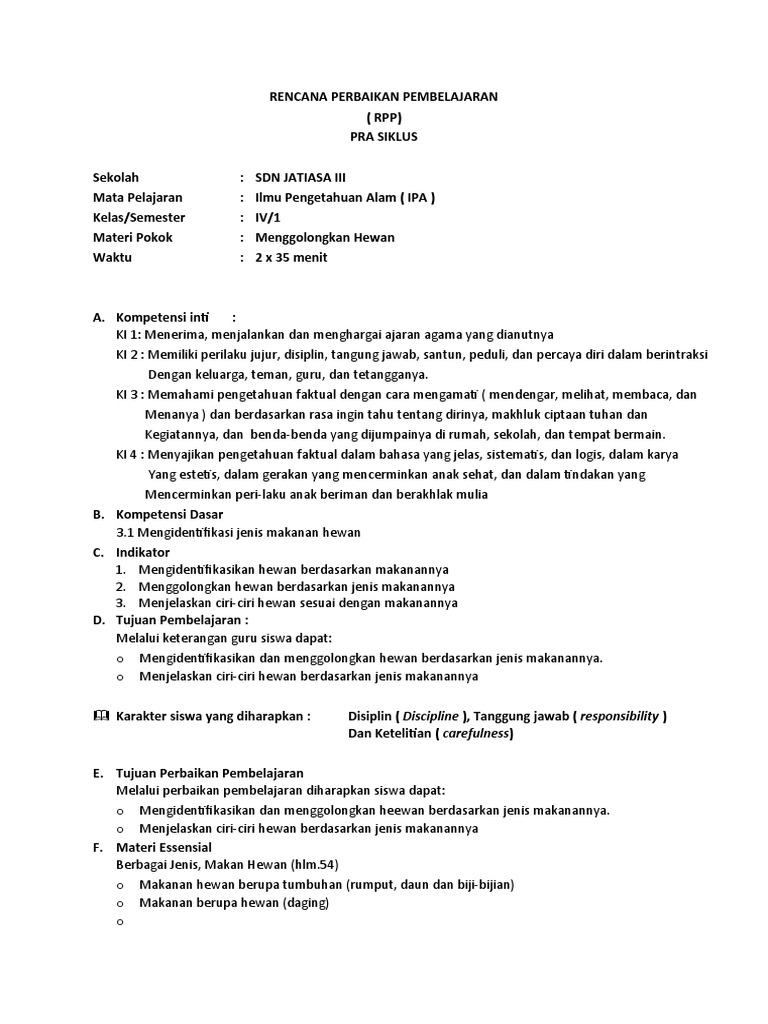 RPP Siklus 1 Ut | PDF | Sains & Matematika