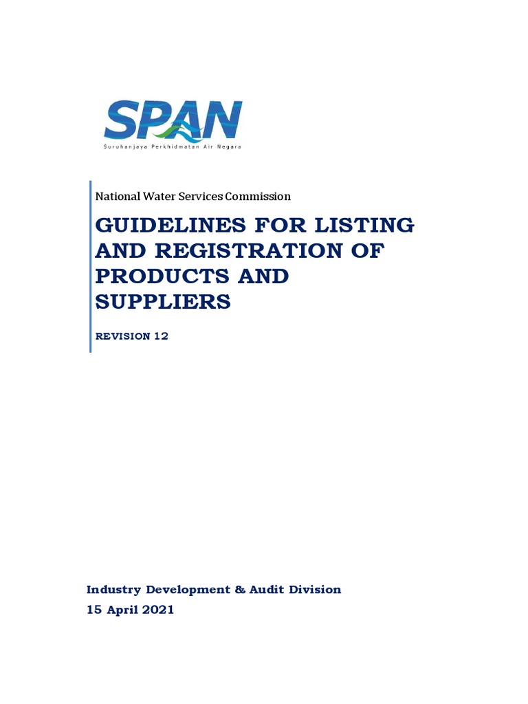 SPAN Product & Supplier Registration Guidelines | PDF | Pipe (Fluid ...