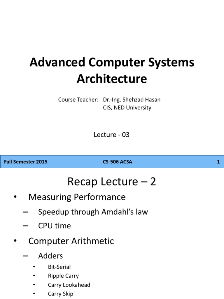 Advanced Computer Systems Architecture Lect-3 | Download Free PDF ...