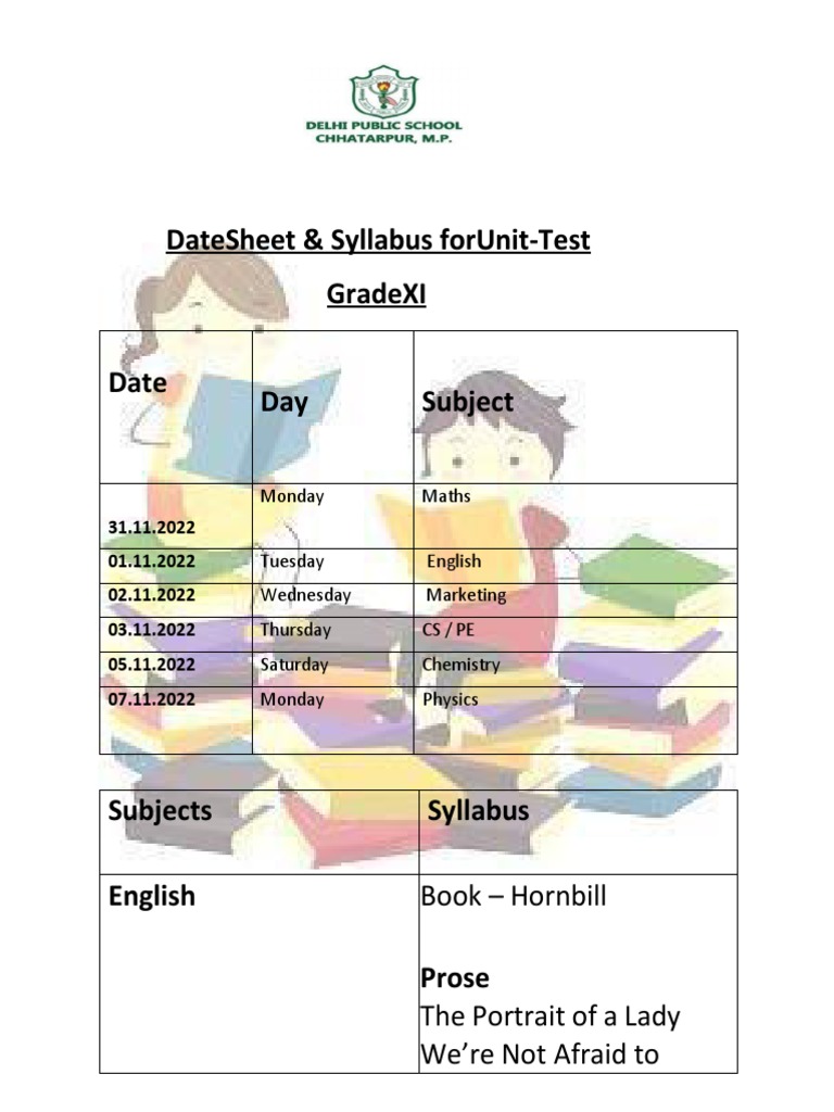 Date sheet and syllabus for mid term 11 a 2022 23 pdf