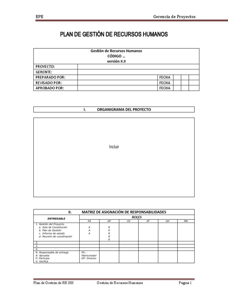 Plan de Gestión de Recursos Humanos | PDF | Gestión de recursos humanos ...