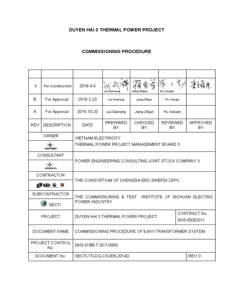 Commissioning of 6.6kV Transformer System | PDF | Switch | Transformer