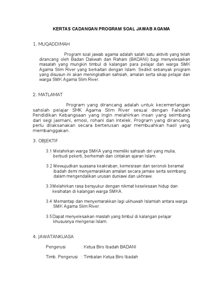 Kertas Kerja Soal Jawab Agama Pdf