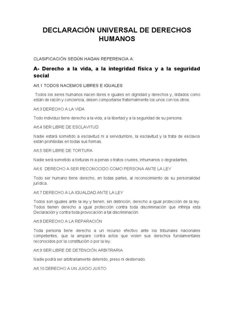 Declaración Universal de Derechos Humanos | PDF | Libertad | Libertad