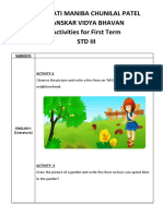 Activities For First Term STD... III