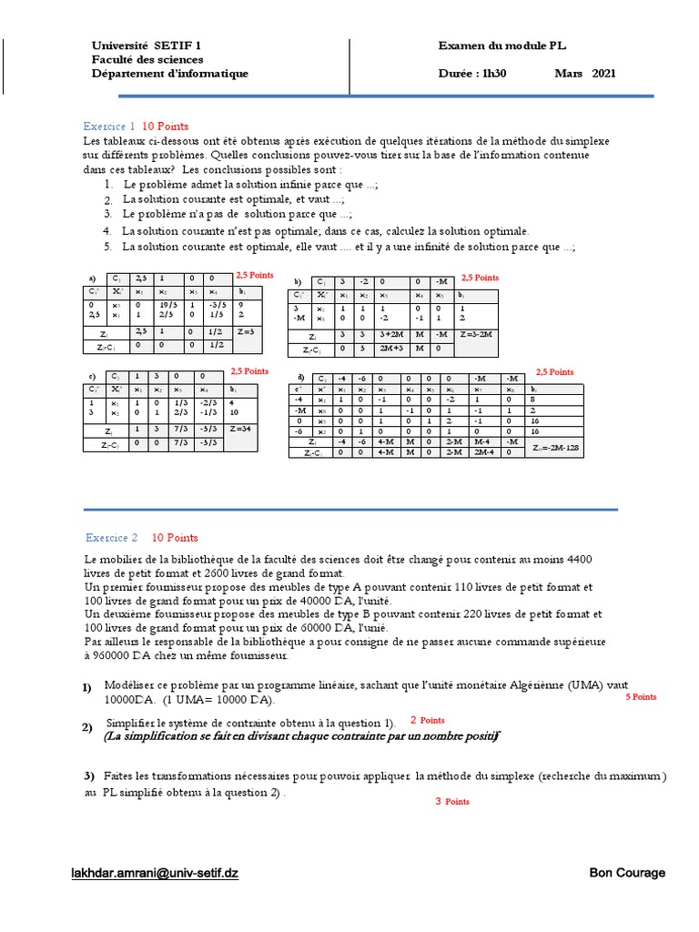 Optimisation par Simplexe en PL | PDF | Mathématiques | Mathématiques ...