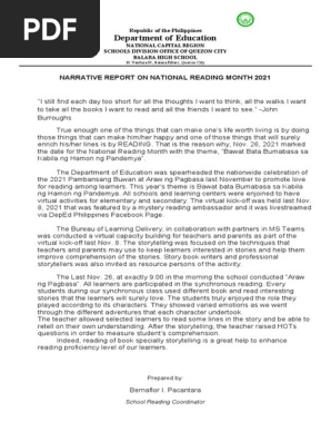 NARRATIVE_REPORT_BALARA HIGH SCHOOL