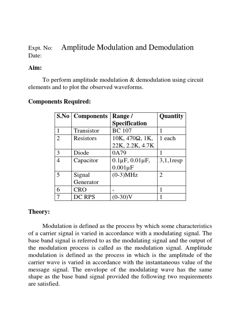 Electronics Lab Experiments Guide | PDF | Modulation | Electronic Circuits