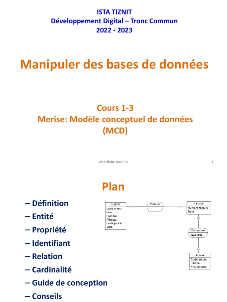 Cardinalité et relations en MCD | PDF