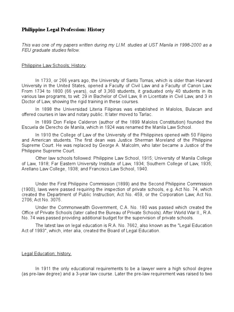 History of Philippine Legal Education | PDF | Legal Education | Law School