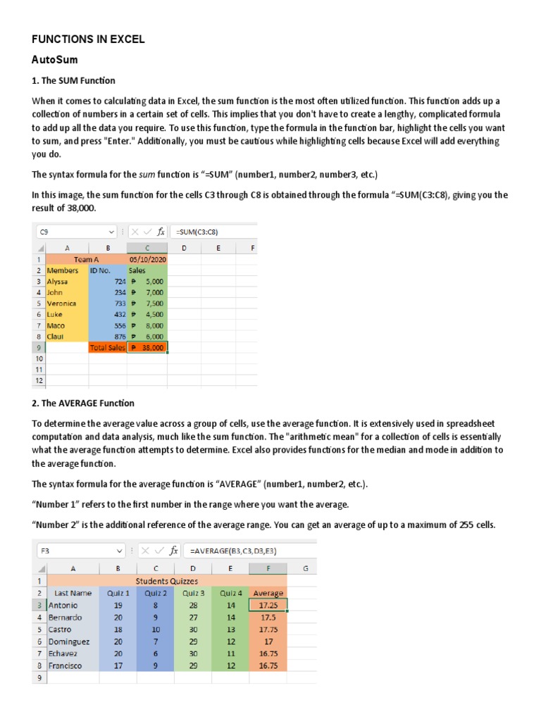 Excel Funtions | PDF | Microsoft Excel | Function (Mathematics)