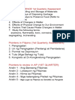 Pointers in SCIENCE 1st Quarterly Assessment