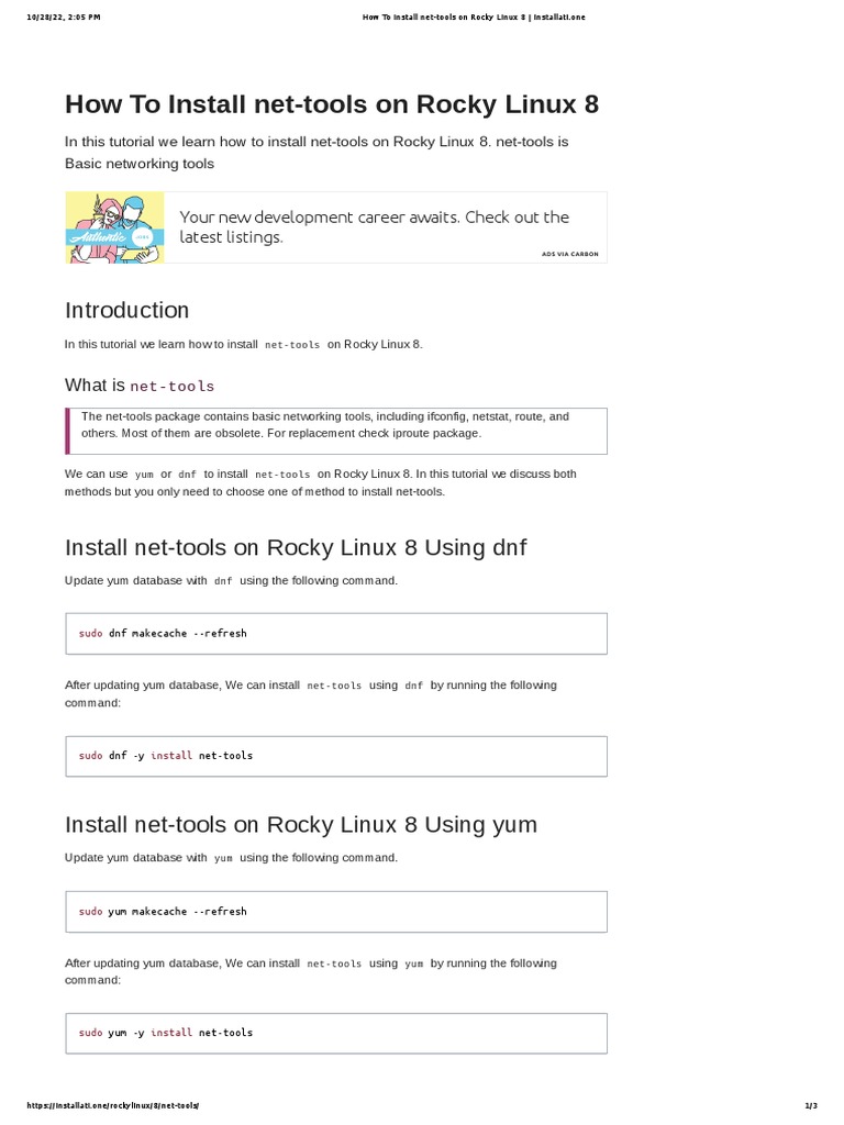 How To Install Net-Tools On Rocky Linux 8 - Installati - One | PDF ...