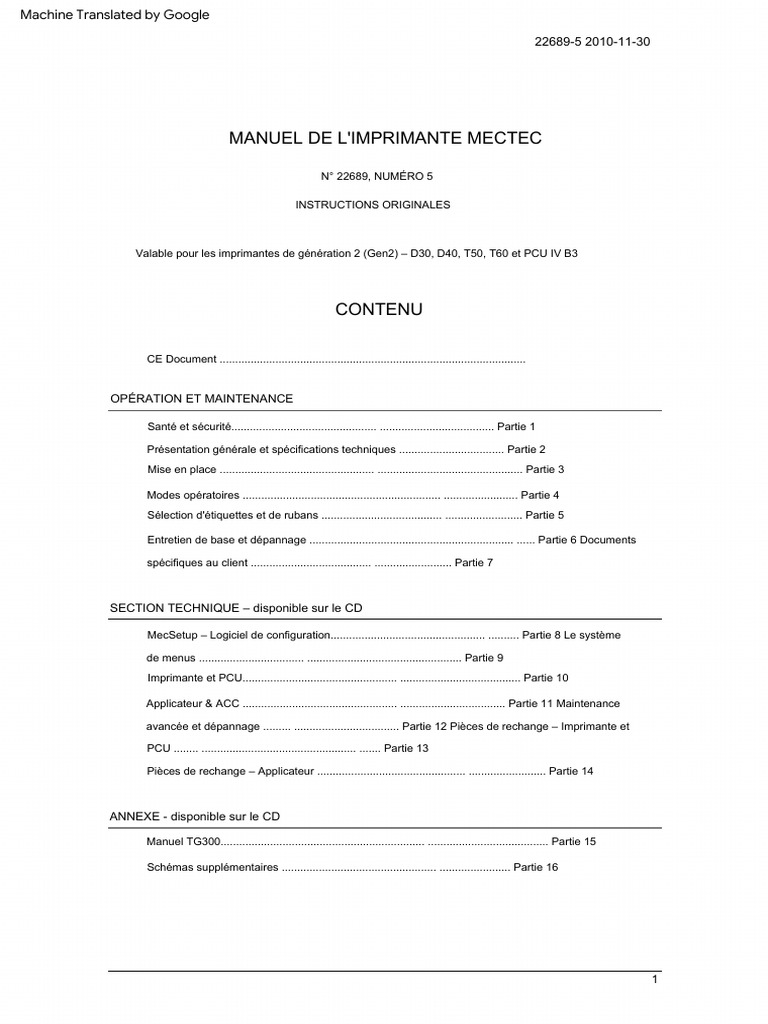 Manuel d'utilisation Mectec 2010 | PDF | Imprimante (Informatique ...