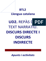 Apunts I Activitats Text Narratiu. Discurs Directe I Discurs Indirecte 2021