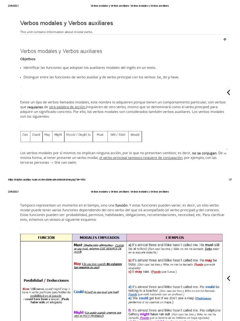 Verbos Modales y Verbos Auxiliares - Verbos Modales y Verbos Auxiliares ...