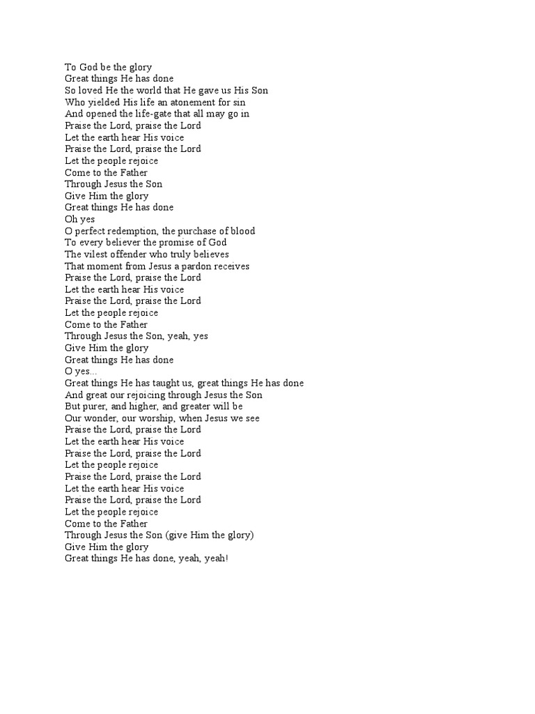 To God Be The Glory | PDF