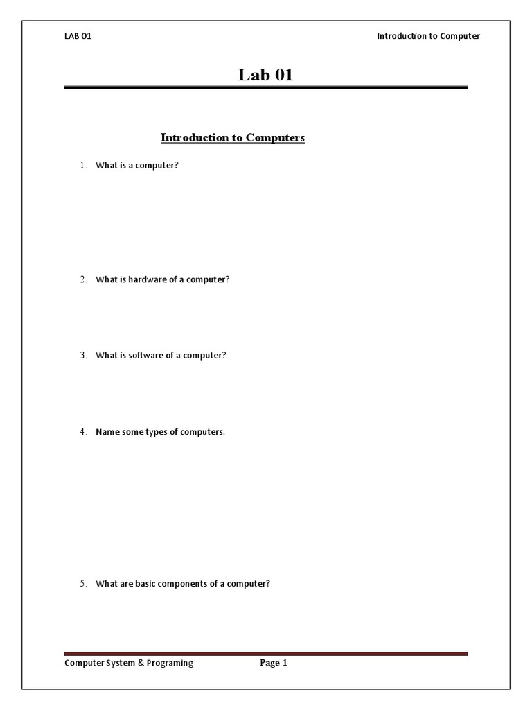 Lab 01 | PDF | Computers