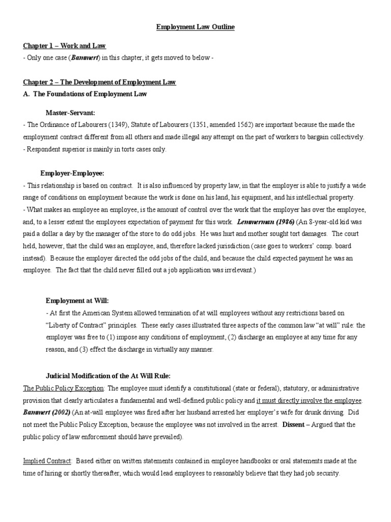 Employment law outline 2020 picture