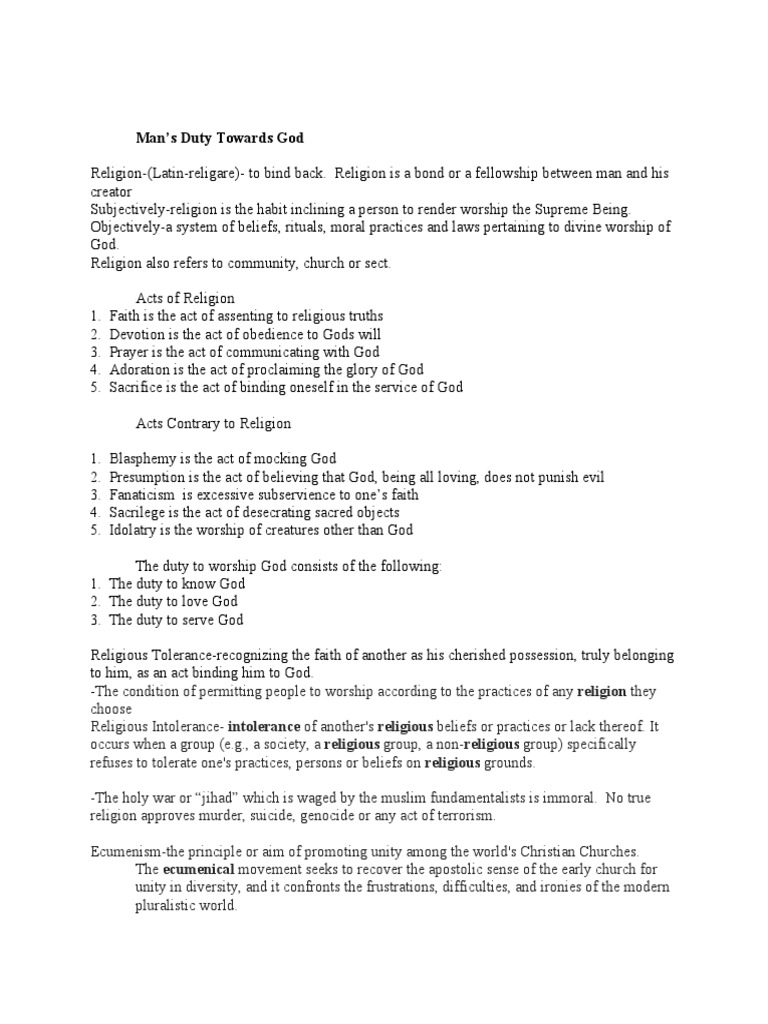 Duty To God | PDF | Ecumenism | God