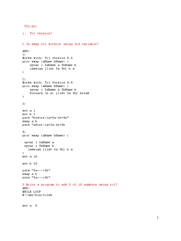 Tcl Programming Techniques | PDF | Parameter (Computer Programming ...