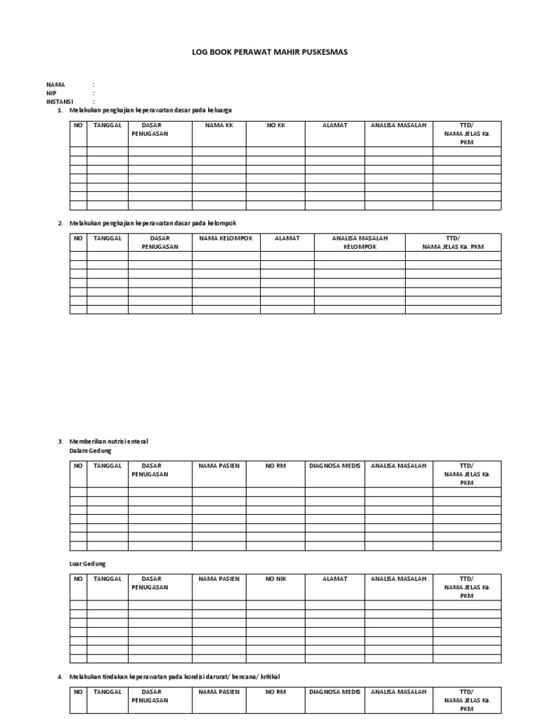 Log Book Perawat Mahir Puskesmas PDF
