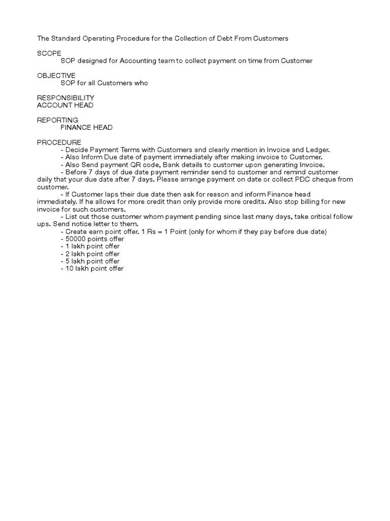 Sop for payment collection pdf