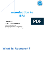 Introduction To BRI: Lecture # 1 Dr. M. Faisal Shahzad