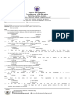 Mapeh 7 Chapter Test Sy. 2022 2023