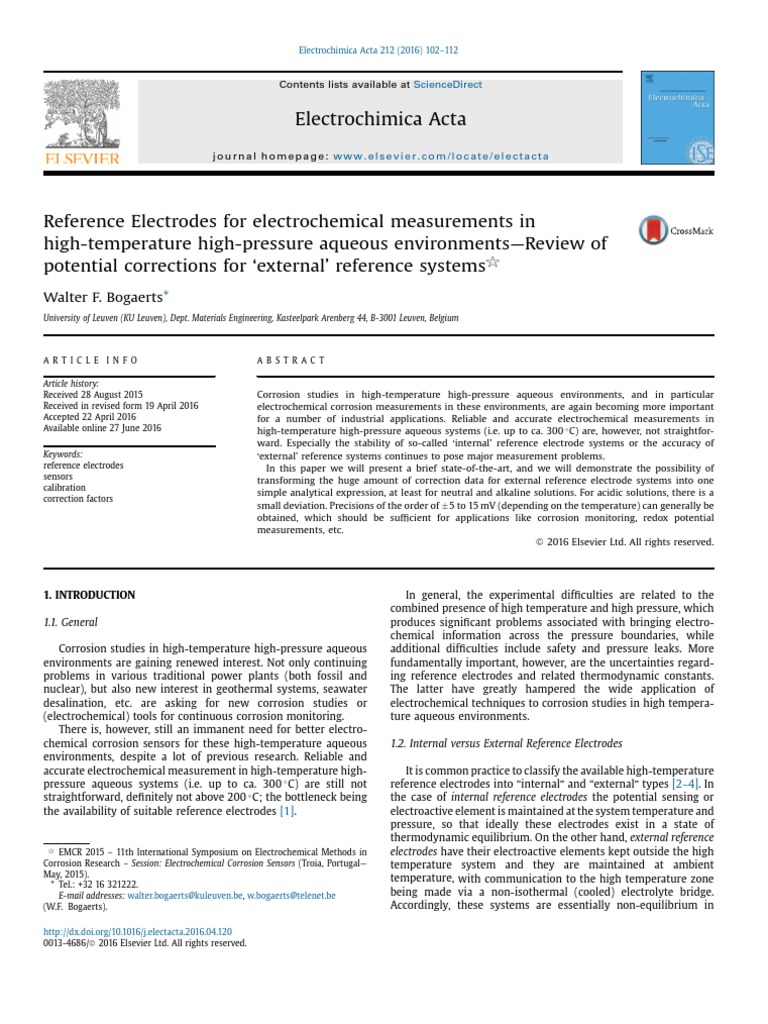 Electrochimica Acta Artikel PDF Ph Temperature