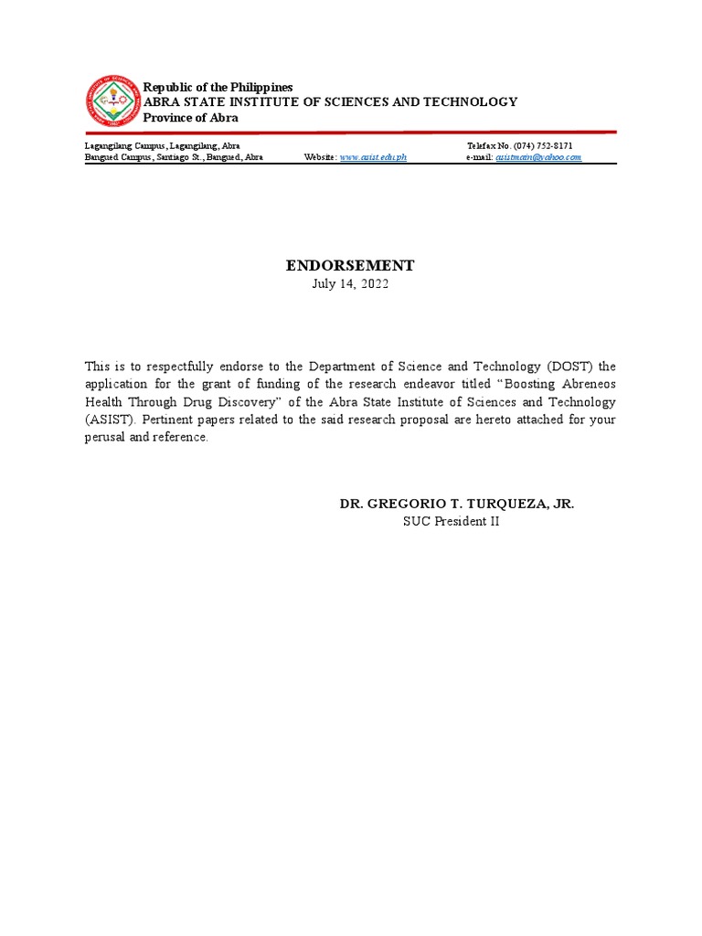 ENDORSEMENT | PDF | Science & Mathematics