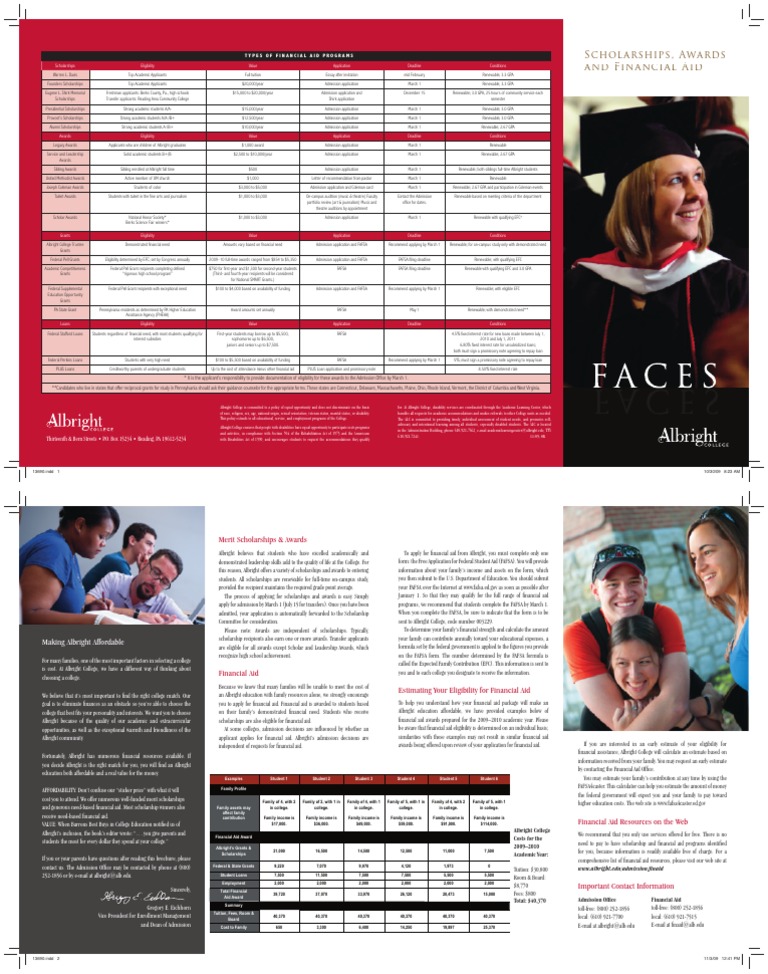 Financial Aid Brochure 2009 Download Free Pdf Student Financial Aid