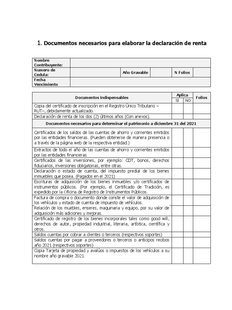 Documentos Clave para Declaración de Renta | PDF | Negocios | Finanzas ...