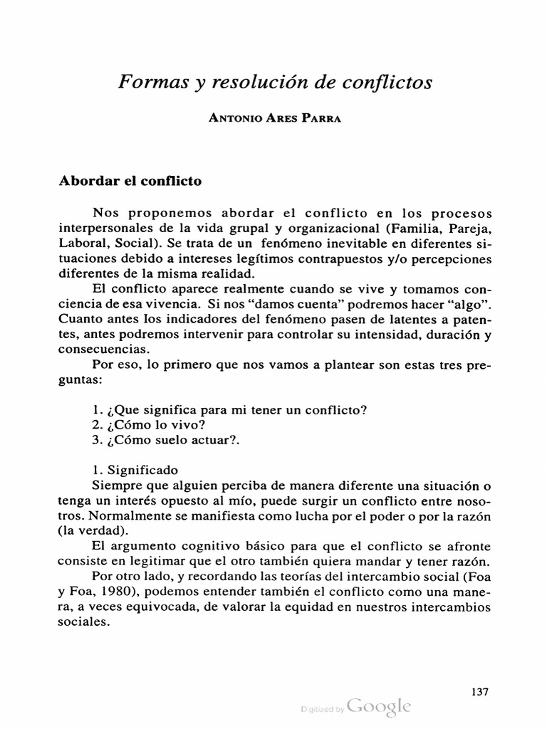 Formas y Resolución de Conflictos | PDF | Las emociones | Temor