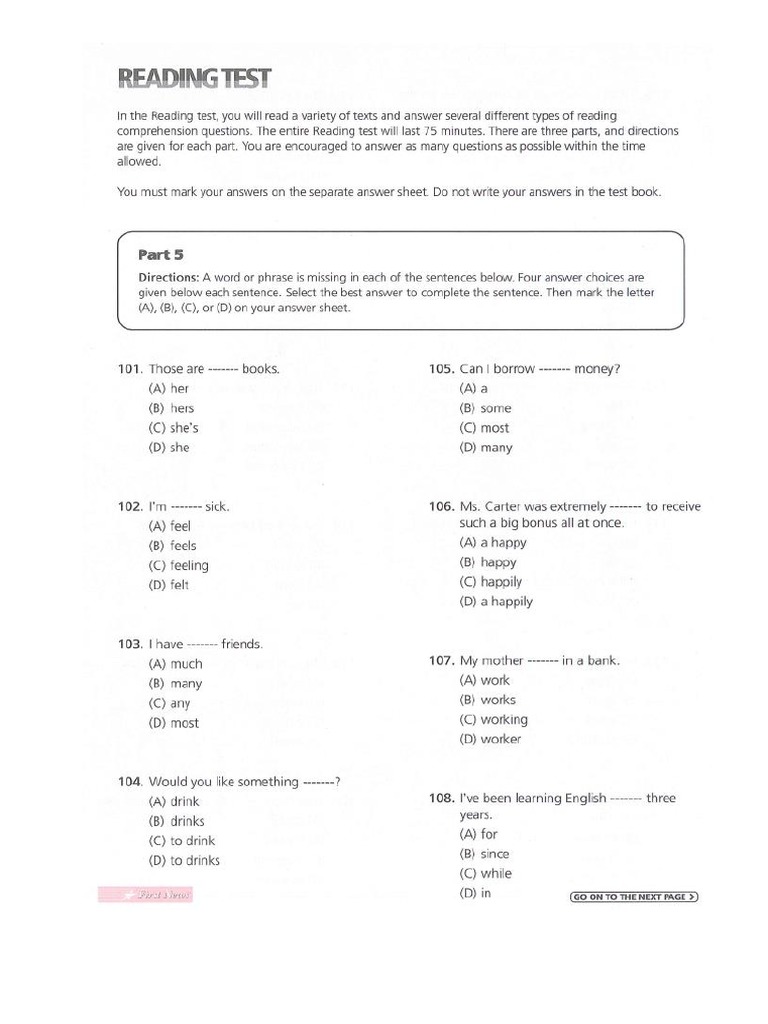 1 Practice Test VET Full Reading PDF