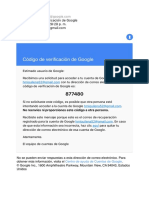 Código de verificación de Google para recuperar cuenta