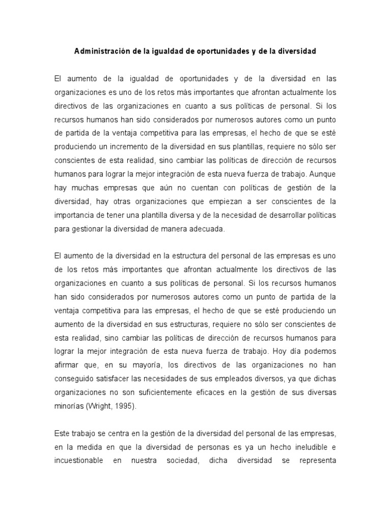 Administración de La Igualdad de Oportunidades | PDF | Business ...