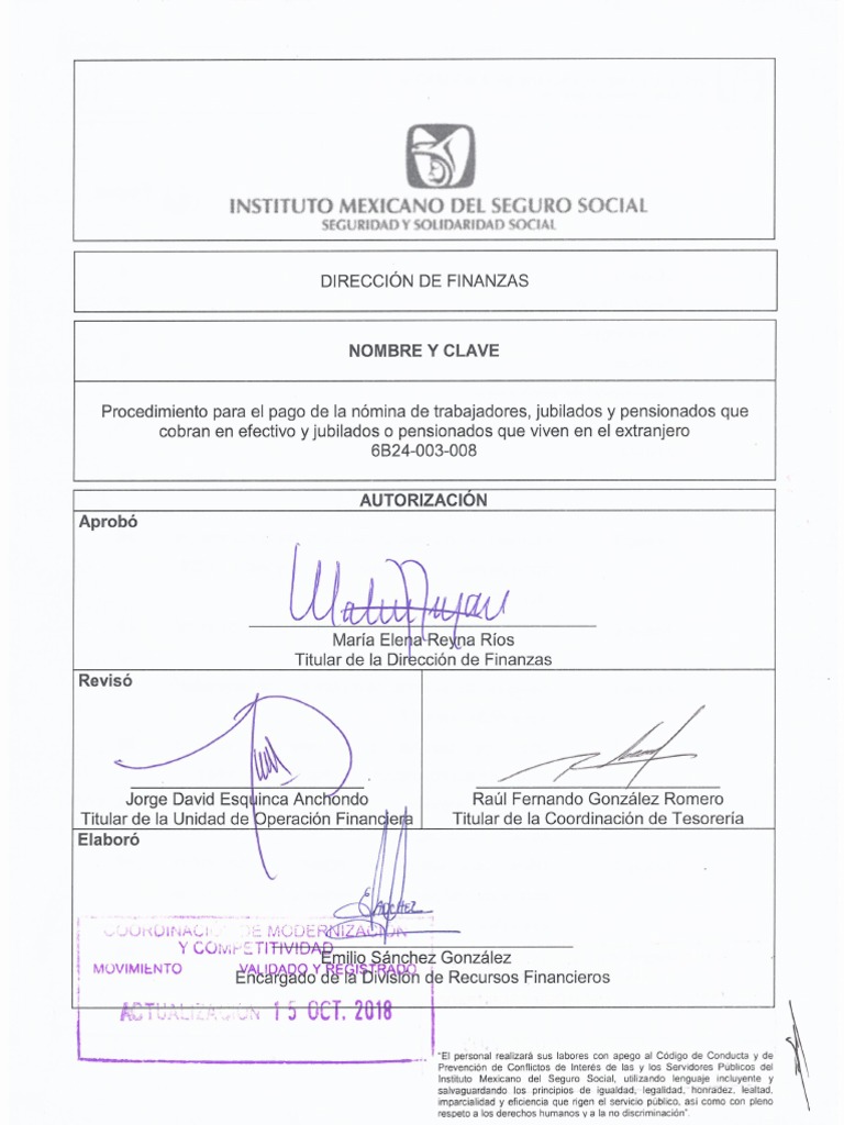 6B24-003-008 Procedimiento para El Pago de Nomina | PDF | Jubilación ...