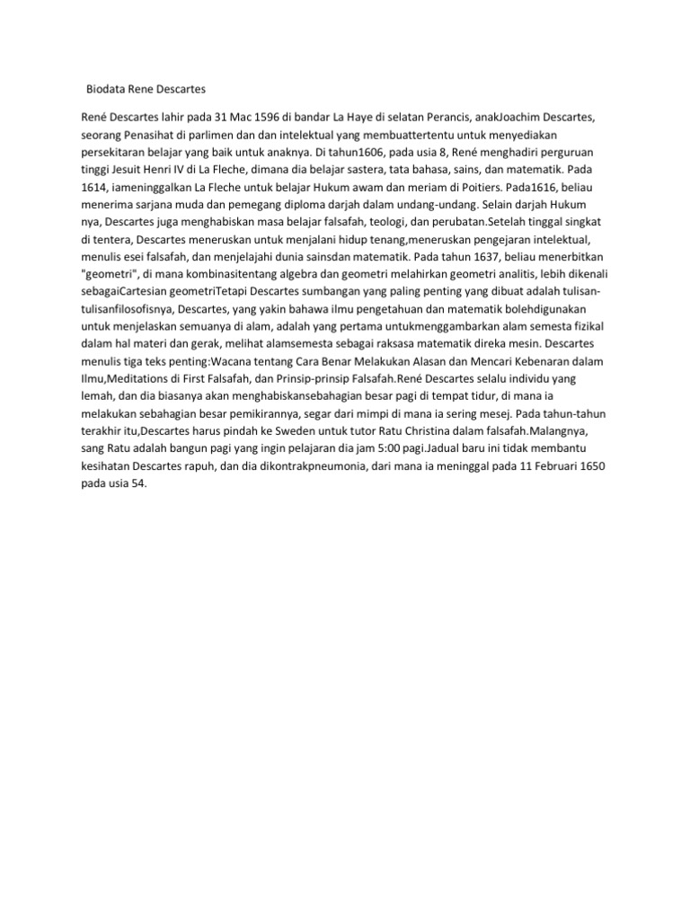 Biodata Rene Descartes
