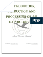 Preproduction, Production and Processing of An Export Order