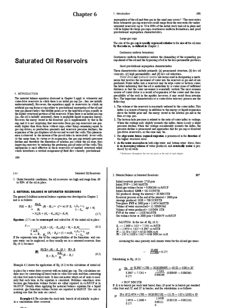 Material Balance in Saturated Reservoirs | PDF | Petroleum Reservoir ...