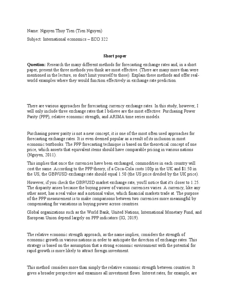 ECO322 Short Paper PDF Purchasing Power Parity Exchange Rate