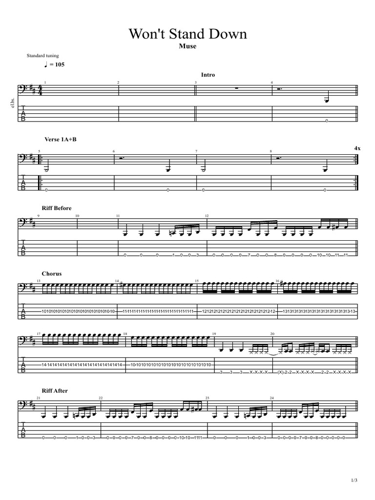 Wont Stand Down GP GP BASS PDF Songs Musical Forms