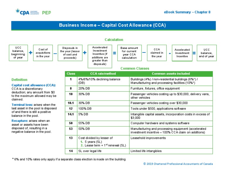 CCA Calculation for Business Assets | PDF | Taxes | Economies