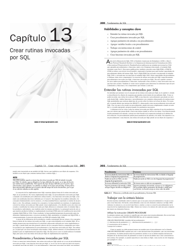 Crear Rutinas SQL: Procedimientos y Funciones | PDF | SQL | Lenguaje de ...