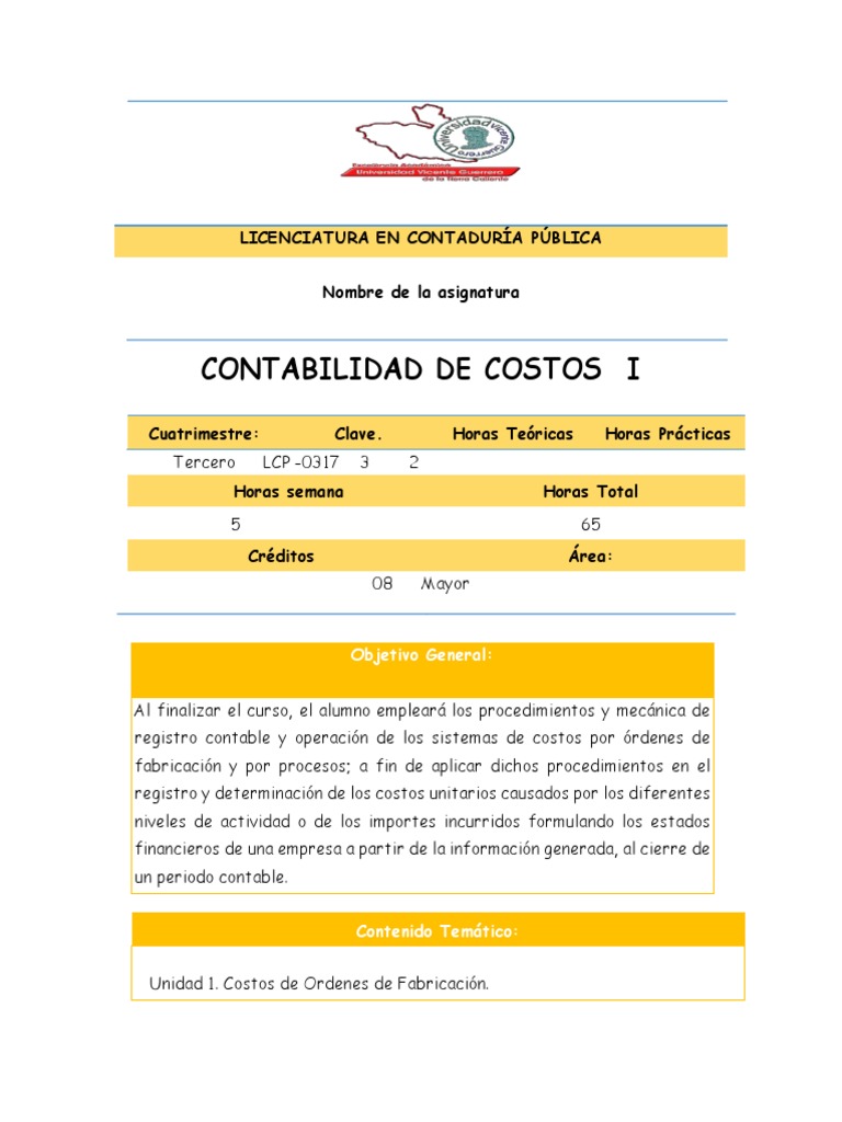 Contabilidad de Costos I | PDF | Contabilidad | Valoración (Finanzas)