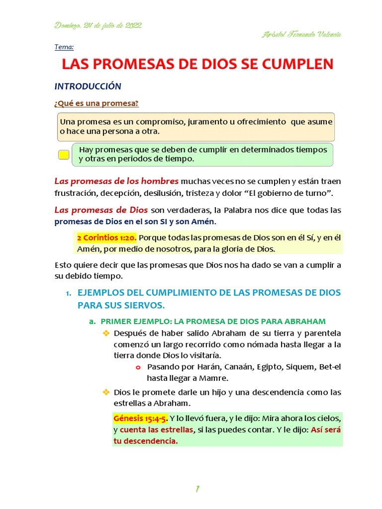 Cumplimiento de las Promesas de Dios | PDF | Abrahán | Libro del éxodo