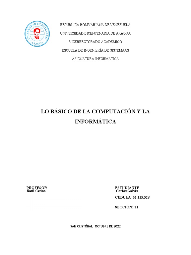 Lo Básico De La Informatica Y La Computación Pdf Hardware De La 