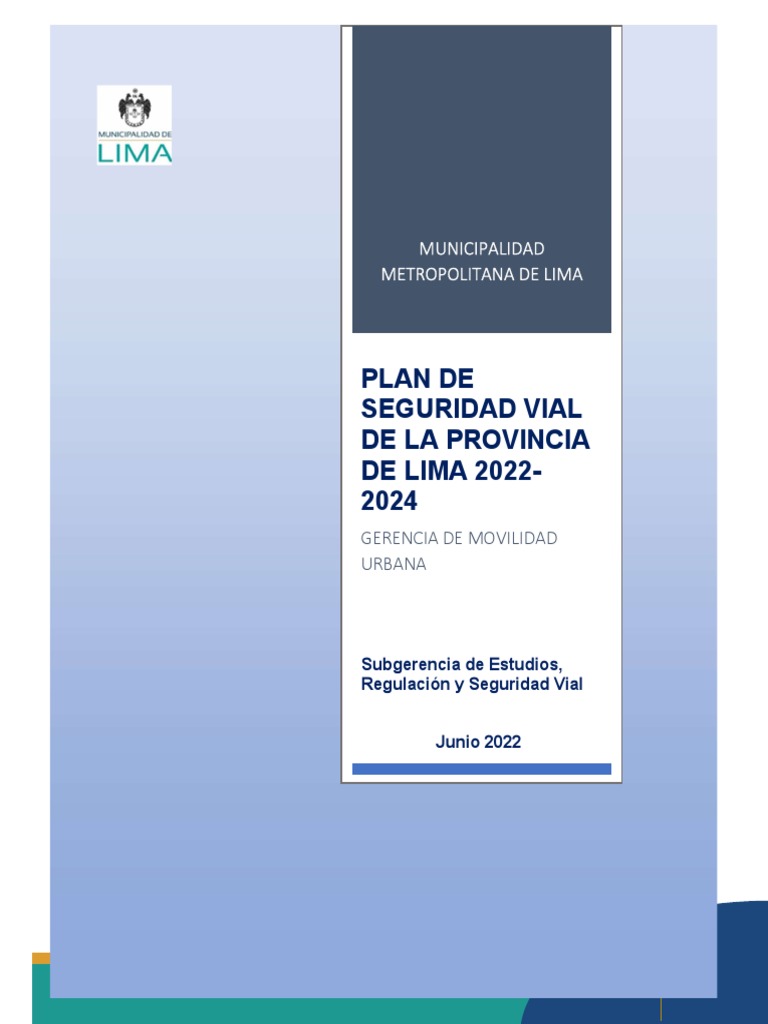Plan de Seguridad Vial 2022 - 2024 | PDF | Accidente de tráfico ...